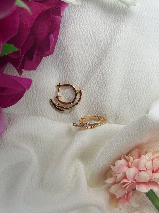 RoseGold Plated American Diamond Huggie Earrings
