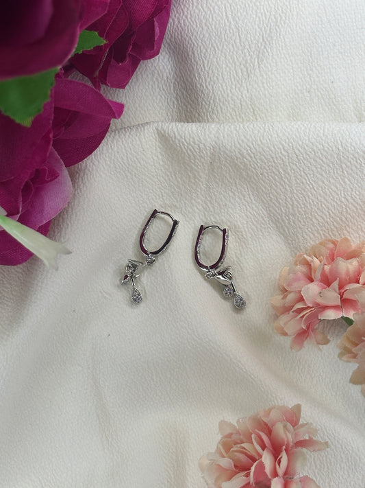 Rhodium Plated American Diamond Hangs Earrings