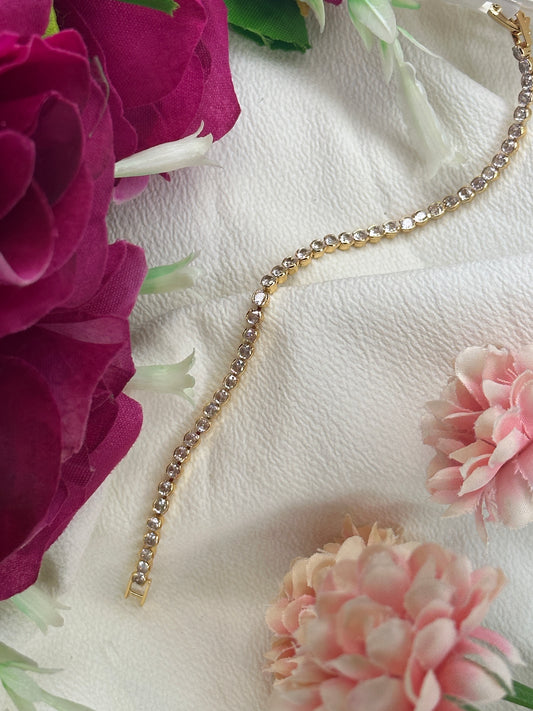 Handcrafted Rosegold Plated American Diamond Bracelet